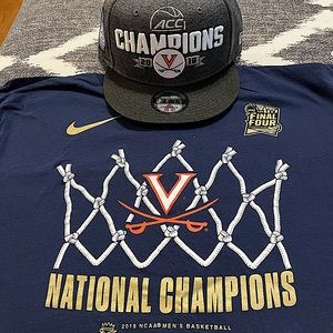 Mens NIKE Navy UVA NCAA champs shirt and ACC champs hat bundle, XXL